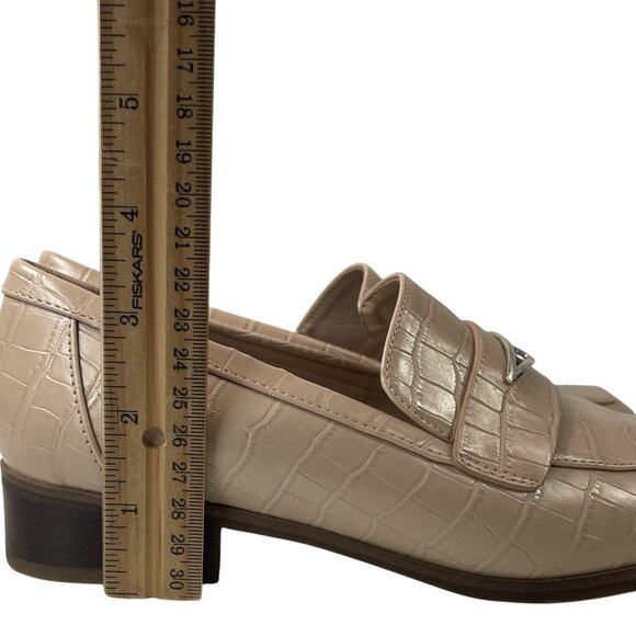 Aldo Penny Loafers Womens 6.5 Tan Nude Crocodile Slip On Shoes Old Money Preppy - Picture 8 of 11